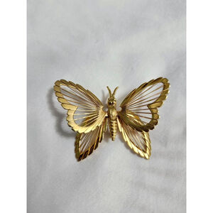 Monet Gold Tone Butterfly Brooch
